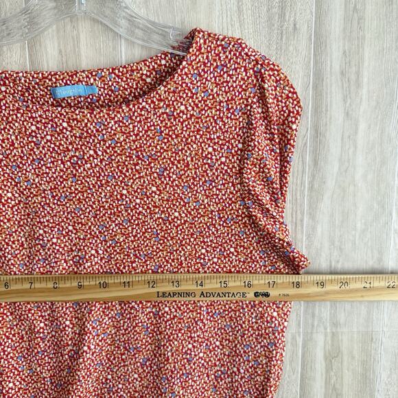 J MCLAUGHLIN Catalina Cloth Sheath Dress Large Multicolor Print Ruched Side Red - Picture 12 of 12